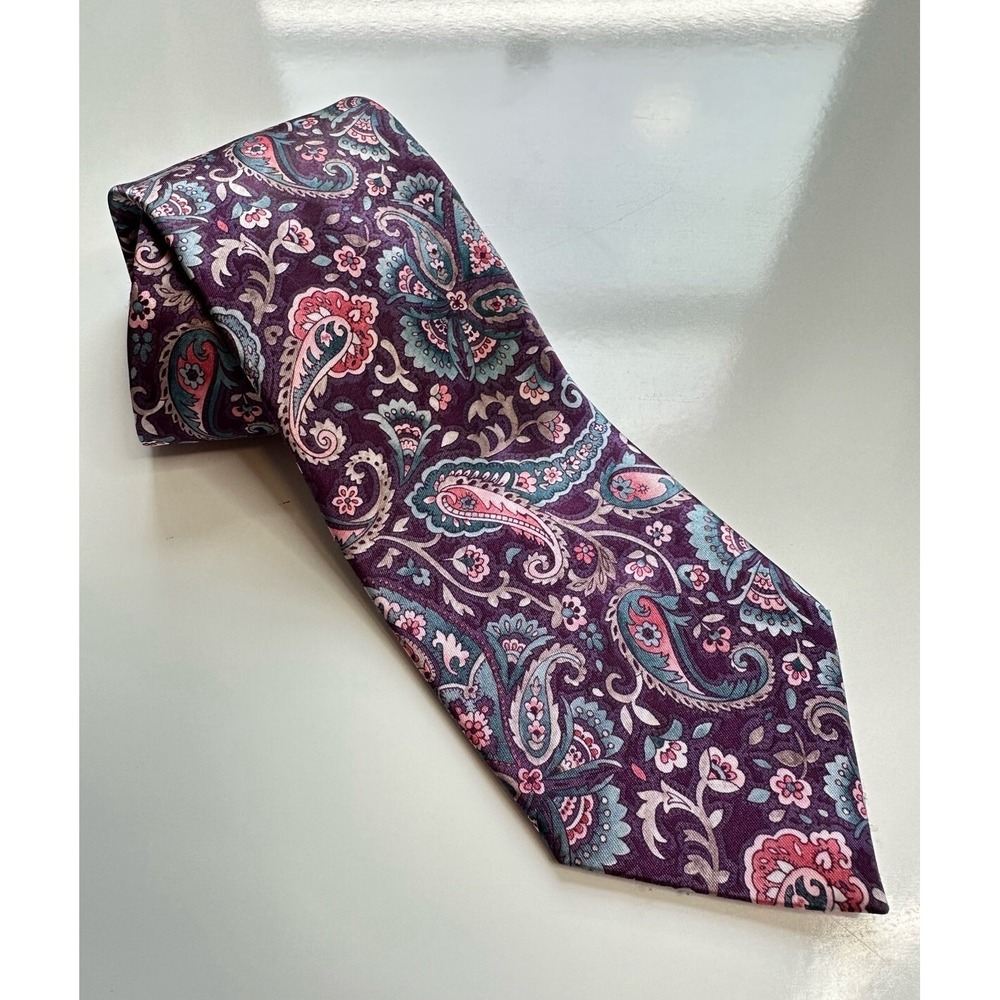 Etienne Aigner Men's Purple Floral Paisley Tie